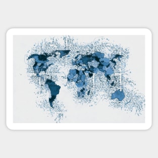 Vintage blue WORLD MAP for Geography Lovers Sticker